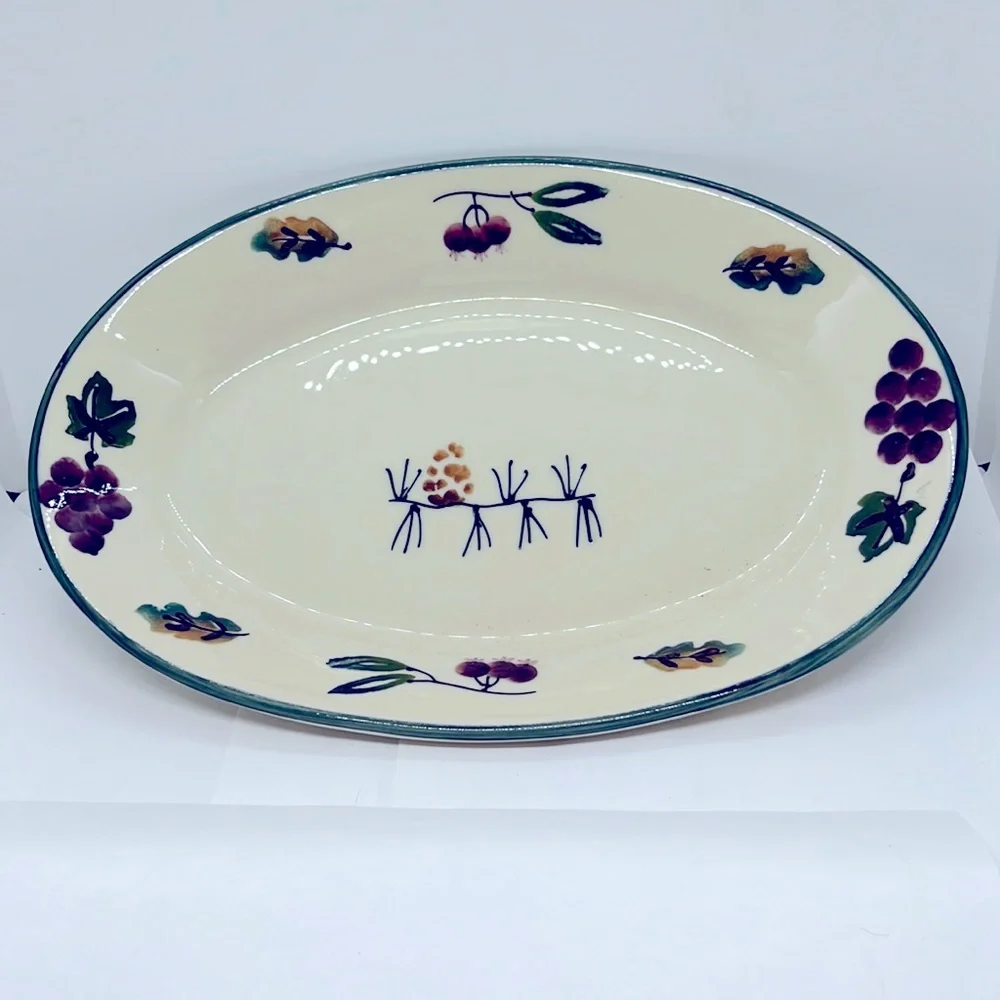 1994 Hartstone Pottery Serving Platter, Hard to Find Woodland Pattern - Picture 1 of 6